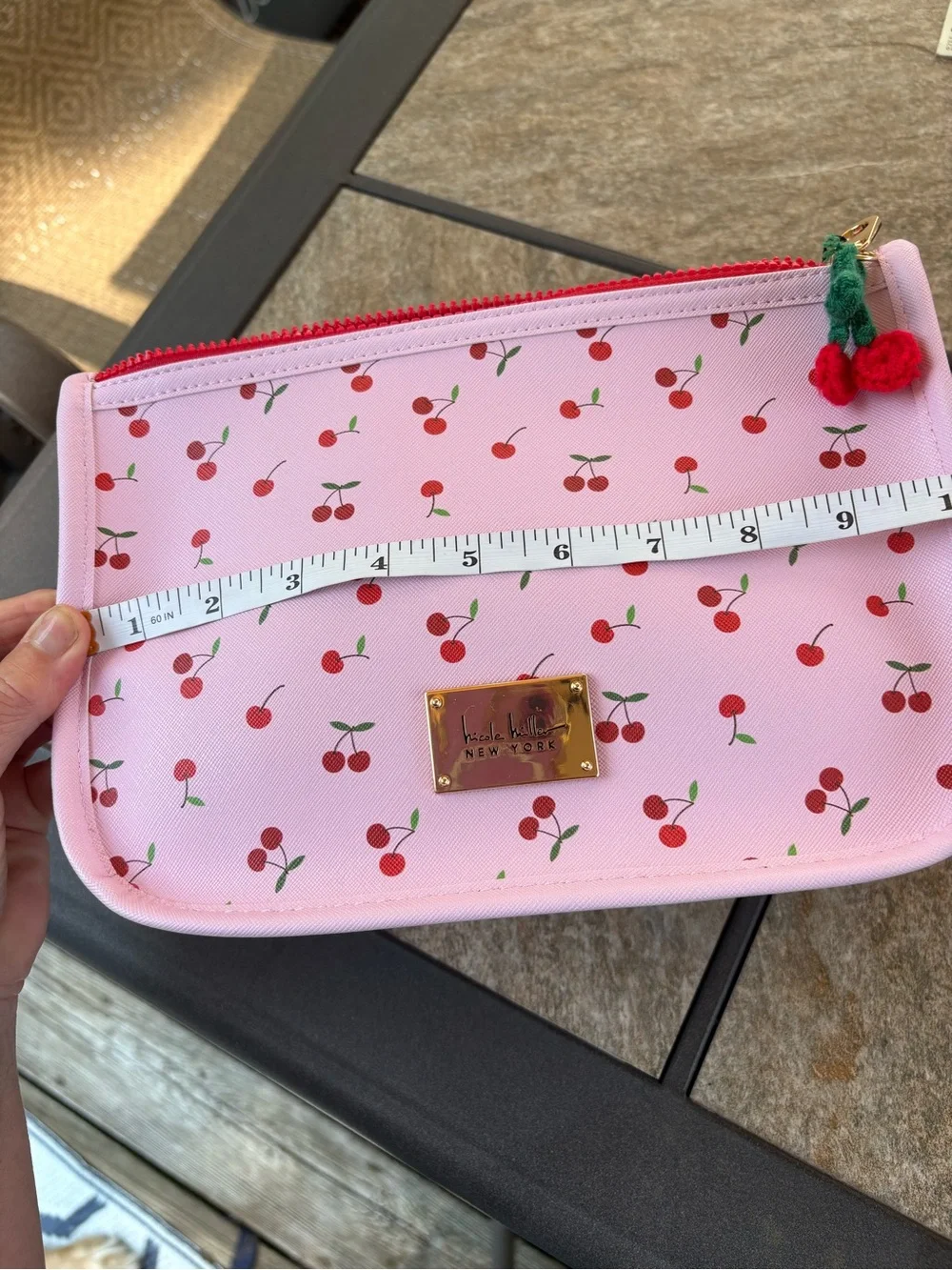 Nicole Miller Cherry Print Lavender Pouch